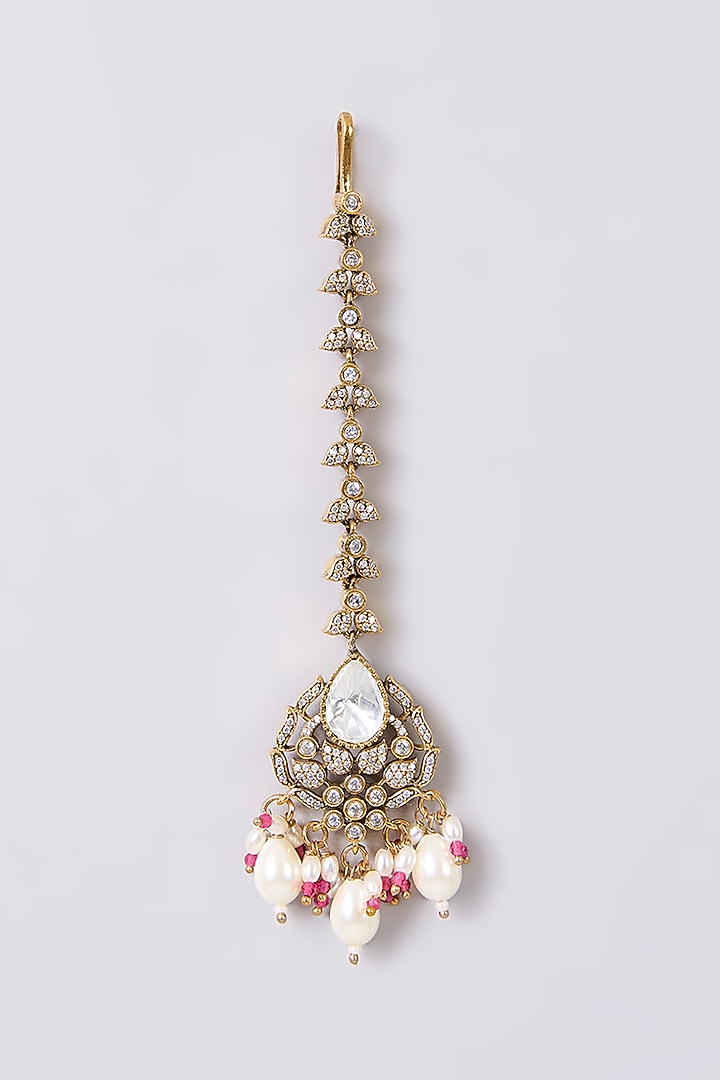 White Finish Zircon Maangtikka by Aura Trends at Pernia's Pop Up Shop