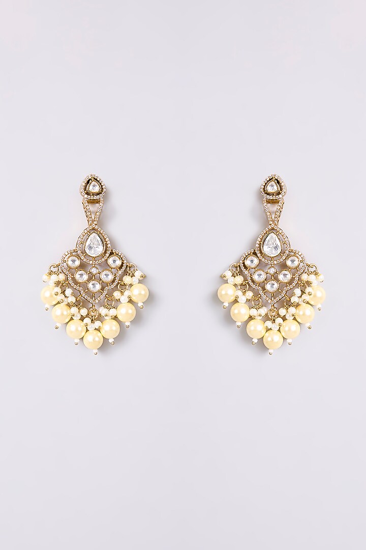 Gold Finish Kundan Polki Necklace Set by Aura Trends at Pernia's Pop Up Shop