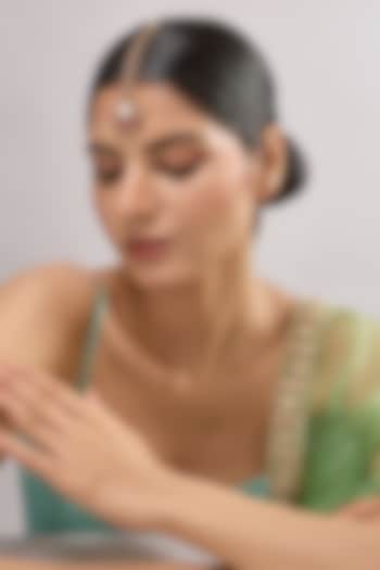 Two-Tone Finish Gold & Red Stone Maangtikka by Auraa Trends at Pernia's Pop Up Shop