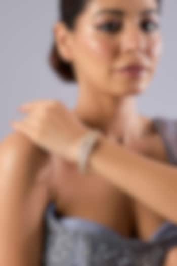 Gold Finish Kundan Polki & Red Stone Bracelet by Auraa Trends at Pernia's Pop Up Shop