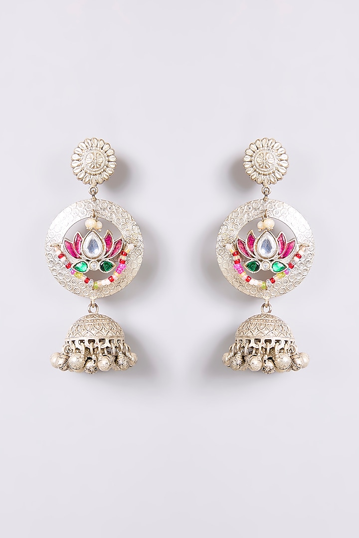 Gold Finish Kundan Polki & Multi-Colored Stone Necklace Set by Aura Trends at Pernia's Pop Up Shop