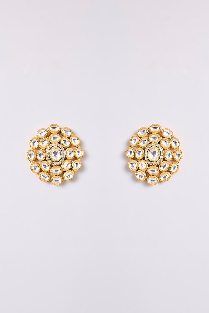 Gold Finish Kundan Polki Necklace Set by Aura Trends at Pernia's Pop Up Shop