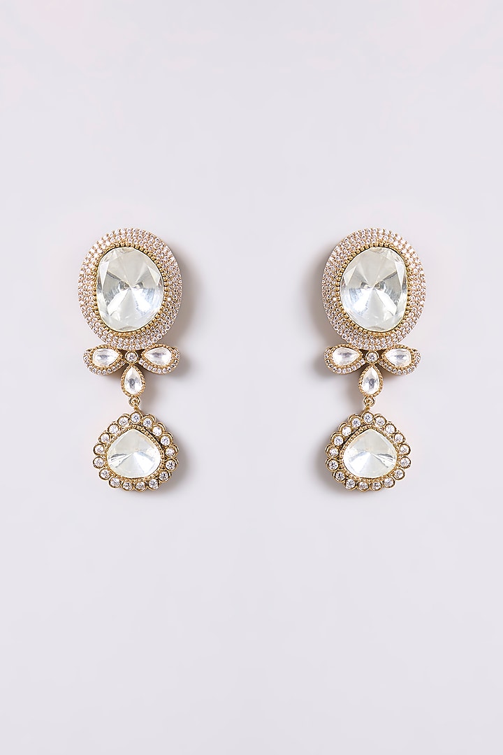 Gold Finish Kundan Polki Necklace Set by Aura Trends at Pernia's Pop Up Shop