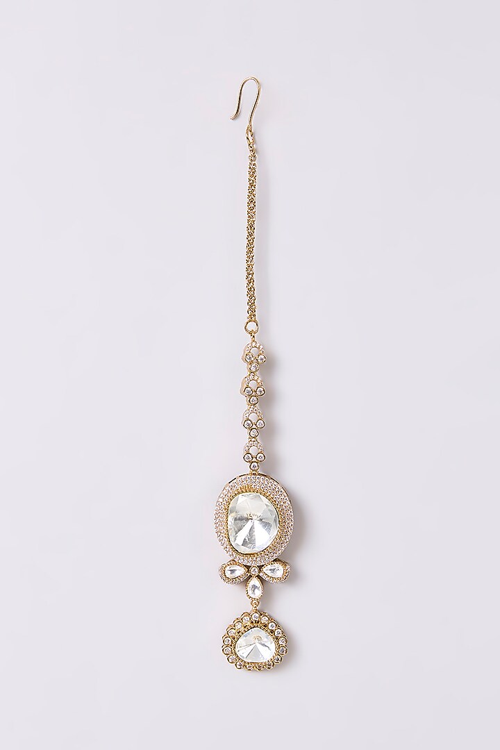Gold Finish Kundan Polki Necklace Set by Aura Trends at Pernia's Pop Up Shop
