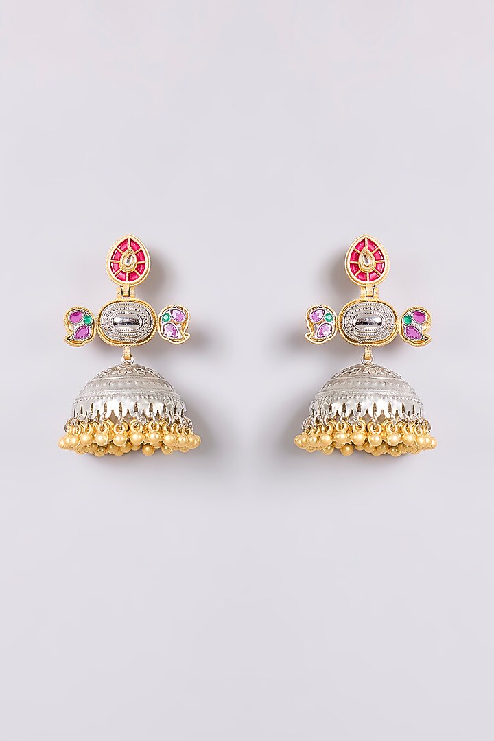 Two-Tone Multi-Colored Stone Dangler Earrings by Aura Trends at Pernia's Pop Up Shop