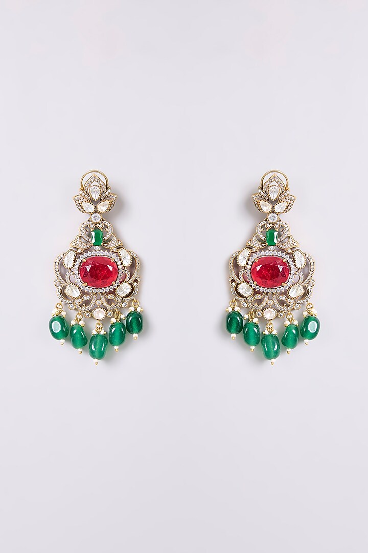 Gold Finish Kundan Polki & Multi-Colored Necklace Set by Aura Trends at Pernia's Pop Up Shop