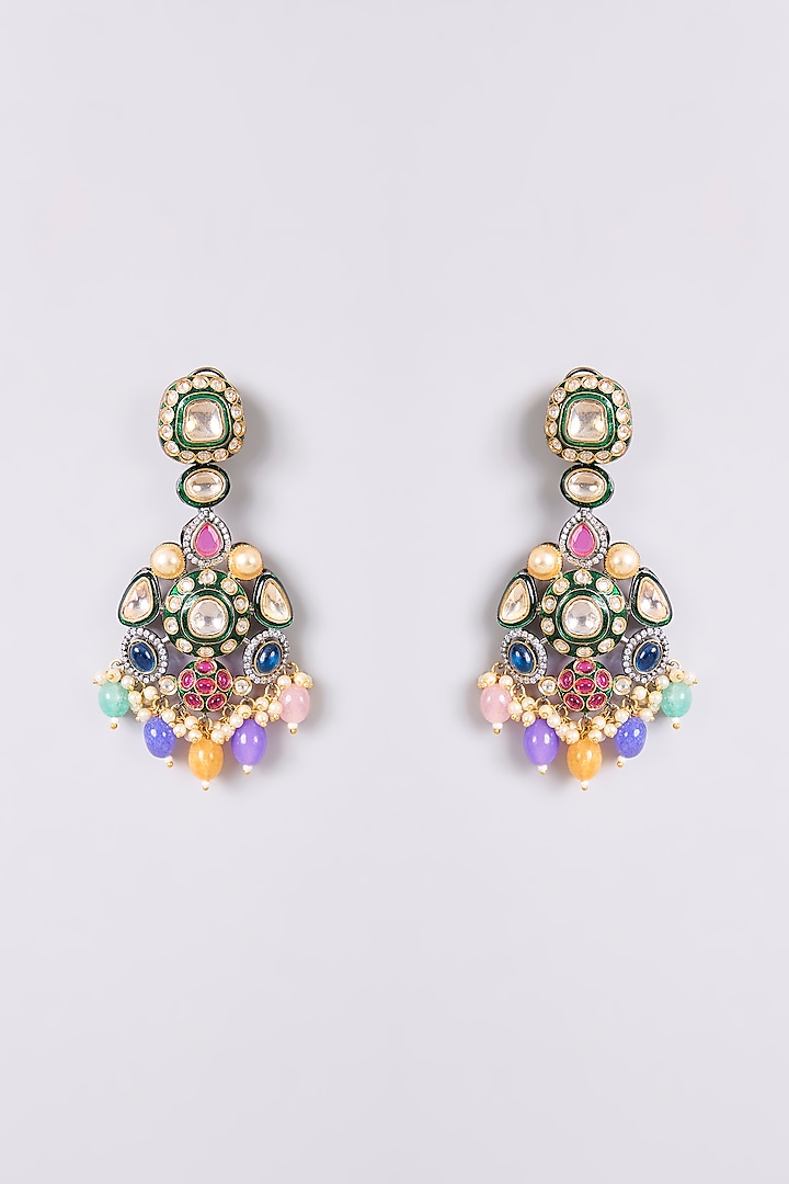 Gold Finish Kundan Polki & Multi-Colored Necklace Set by Aura Trends at Pernia's Pop Up Shop