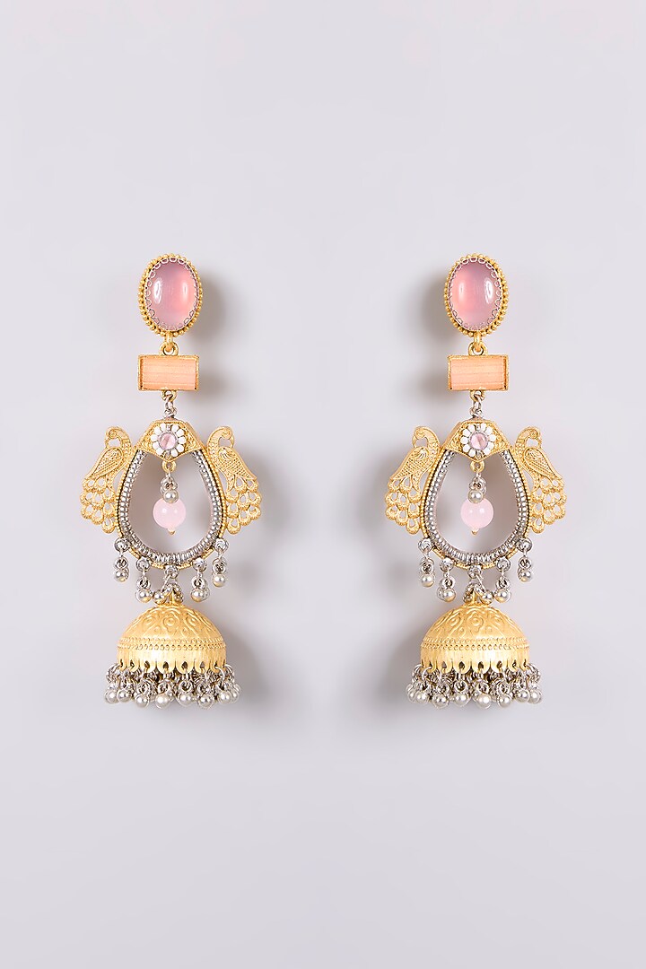 Two-Tone Multi-Colored Stone Chandbali Earrings by Aura Trends at Pernia's Pop Up Shop