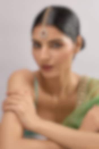 Gold Finish Kundan Polki & Red Stone Maangtikka by Auraa Trends at Pernia's Pop Up Shop