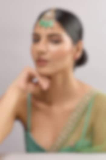 Gold Finish Kundan Polki Maangtikka by Auraa Trends at Pernia's Pop Up Shop