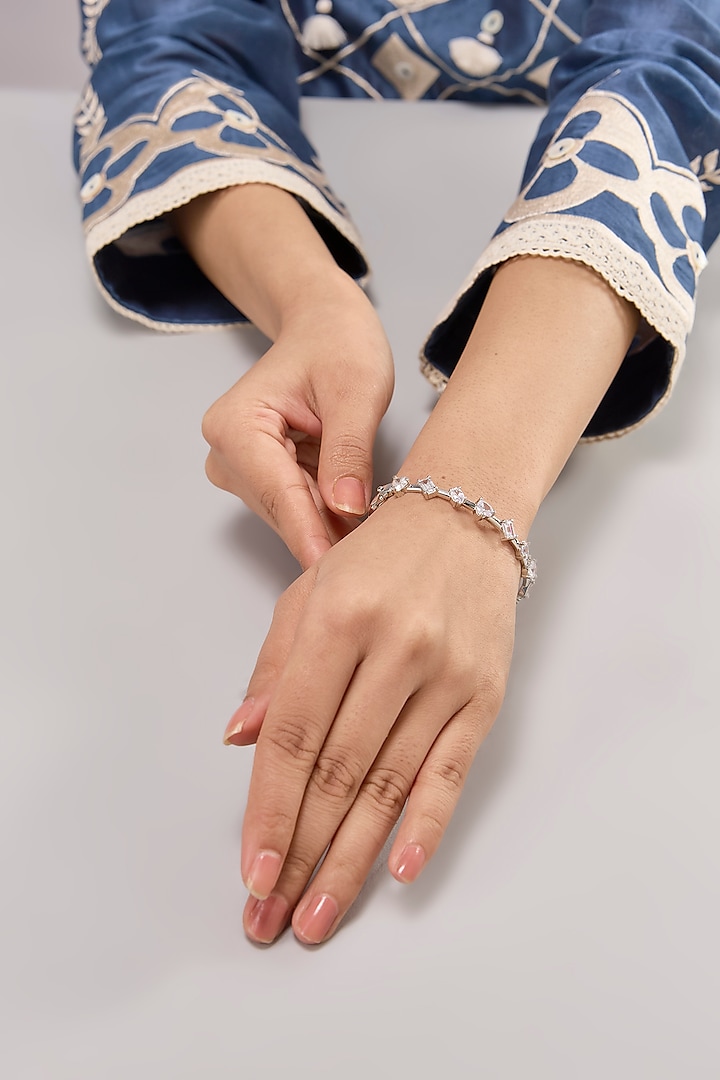 White Finish Zircon Bracelet by Auraa Trends at Pernia's Pop Up Shop
