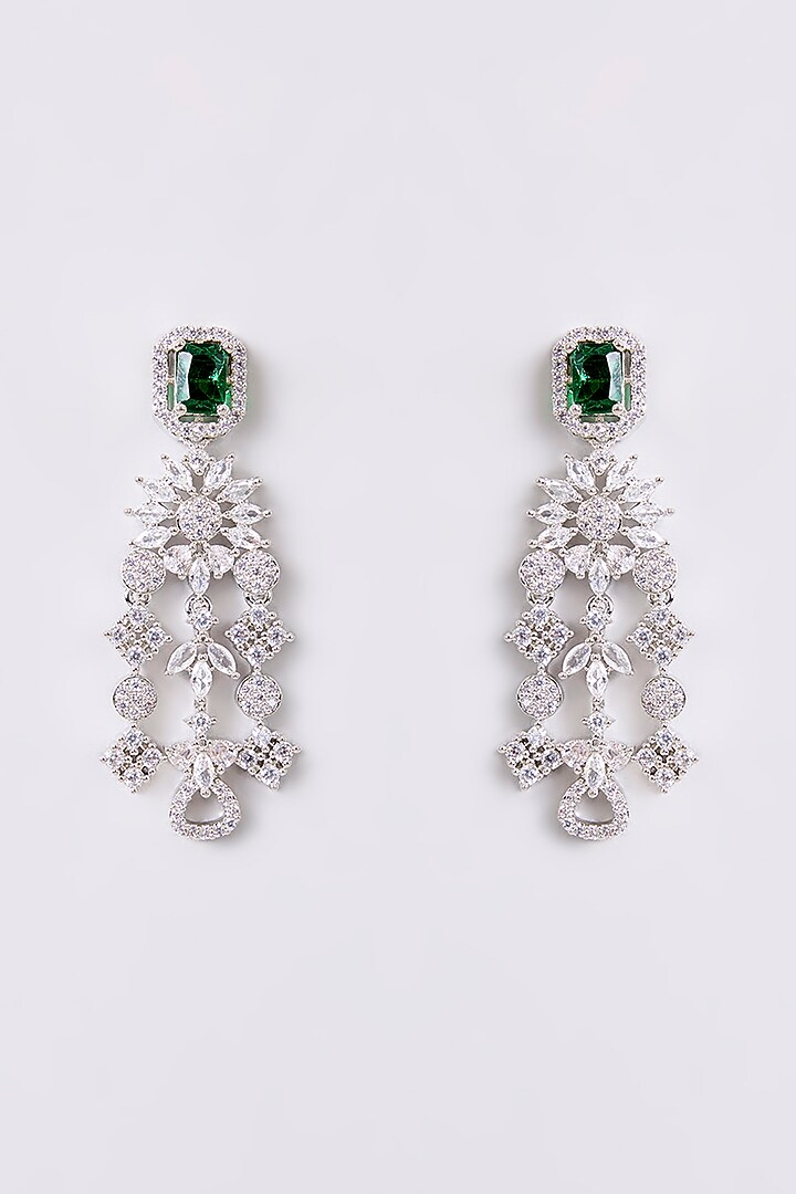 Gold Finish Zircon & Green Stone Necklace Set by Aura Trends at Pernia's Pop Up Shop