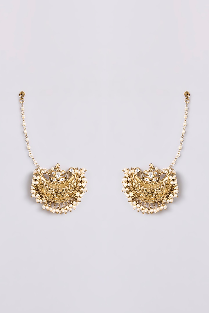 Two-Tone Finish Multi-Colored Stone Chandbali Earrings by Aura Trends at Pernia's Pop Up Shop
