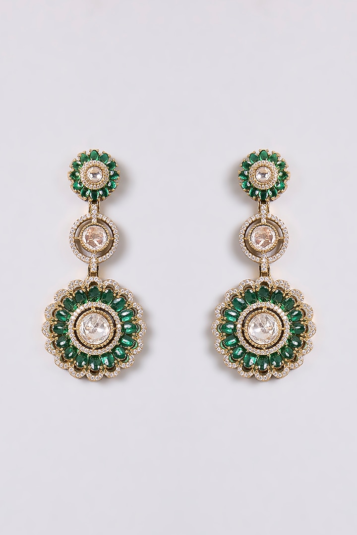 Two-Tone Finish Multi-Colored Stone Dangler Earrings by Aura Trends at Pernia's Pop Up Shop