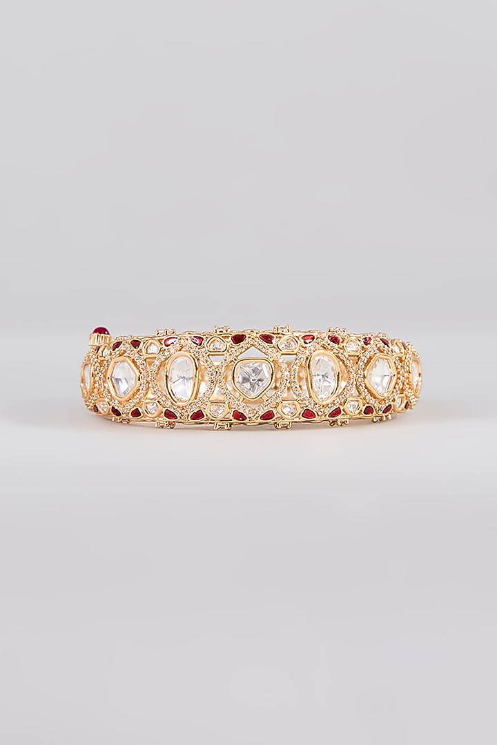 White Finish Kundan Polki Bracelet by Aura Trends at Pernia's Pop Up Shop