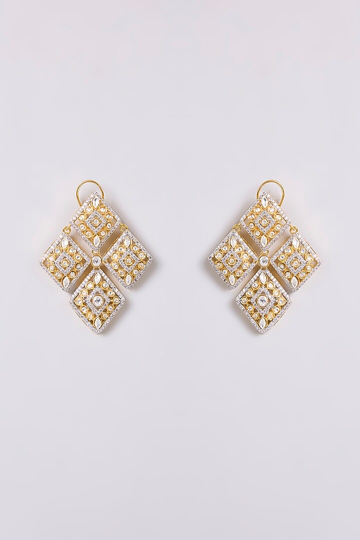 Two-Tone Finish Multi-Colored Stone Dangler Earrings by Aura Trends at Pernia's Pop Up Shop