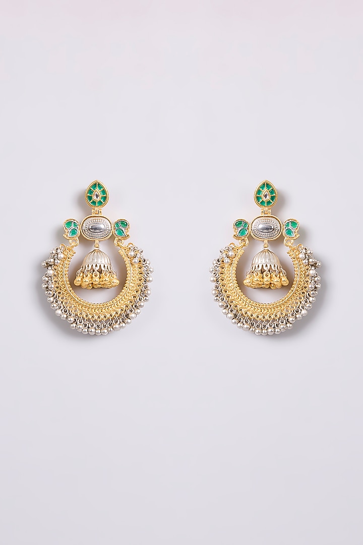 Two-Tone Finish Multi-Colored Stone Dangler Earrings by Aura Trends at Pernia's Pop Up Shop