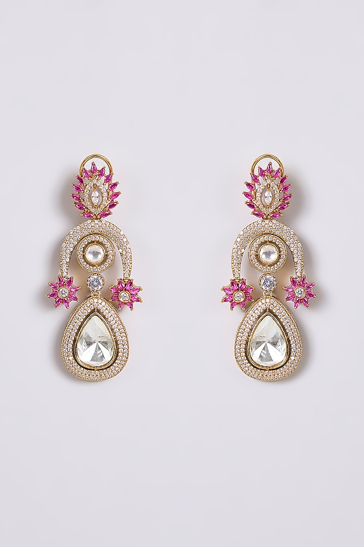 Two-Tone Finish Multi-Colored Stone Dangler Earrings by Aura Trends at Pernia's Pop Up Shop