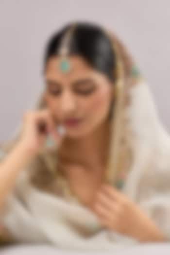 Gold Finish Kundan Polki Maangtikka by Auraa Trends at Pernia's Pop Up Shop