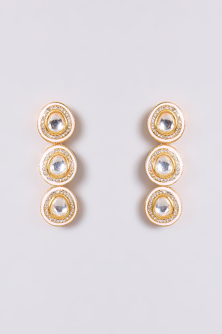 Gold Finish Kundan Polki Necklace Set by Aura Trends at Pernia's Pop Up Shop