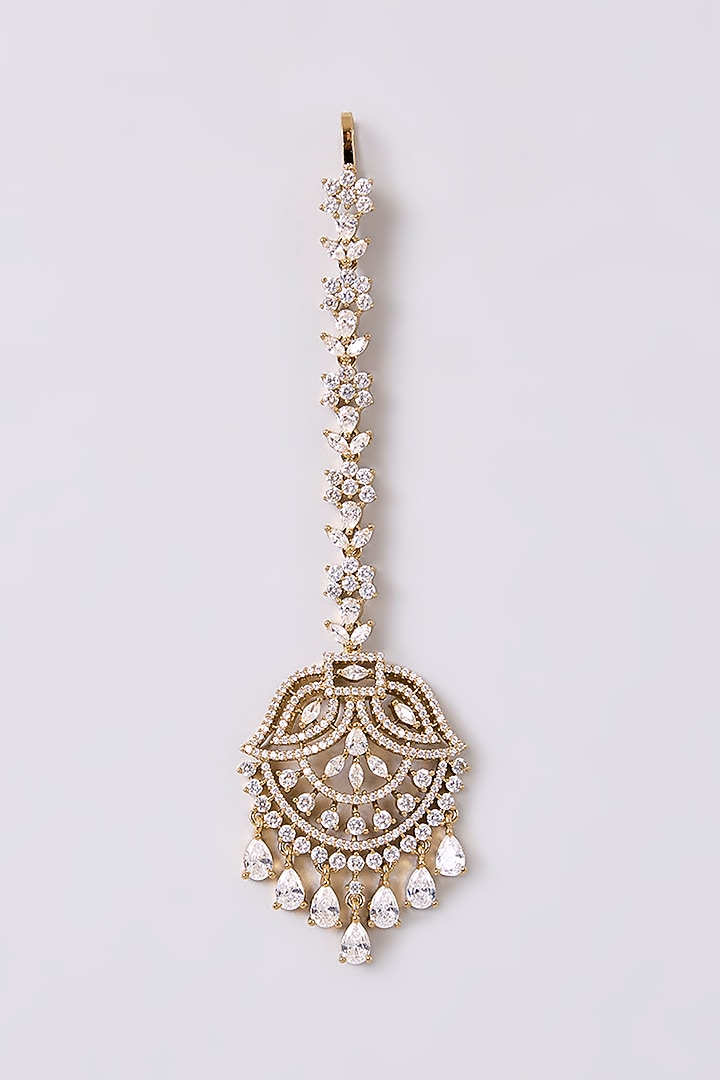 White Finish Zircon Maangtikka by Aura Trends at Pernia's Pop Up Shop