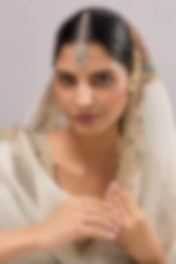 Two-Tone Finish Kundan Polki & Aqua Stone Maangtikka by Auraa Trends at Pernia's Pop Up Shop