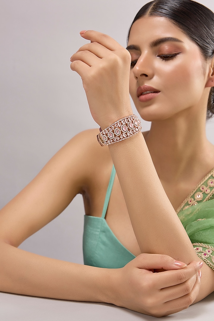 White Finish Zircon Bracelet by Auraa Trends at Pernia's Pop Up Shop