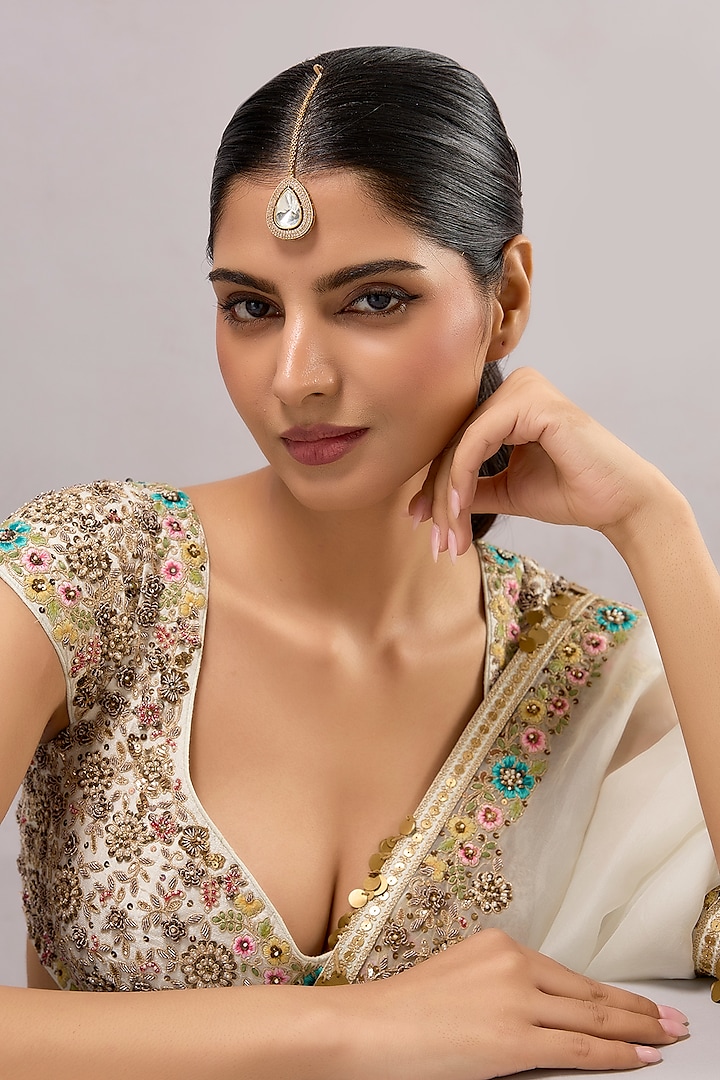 Two-Tone Finish Kundan Polki Maangtikka by Auraa Trends at Pernia's Pop Up Shop