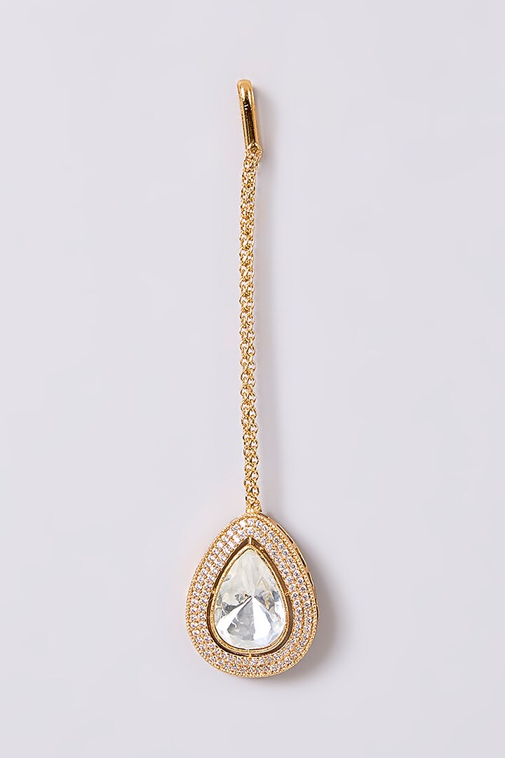 Two-Tone Finish Kundan Polki Maangtikka by Aura Trends at Pernia's Pop Up Shop