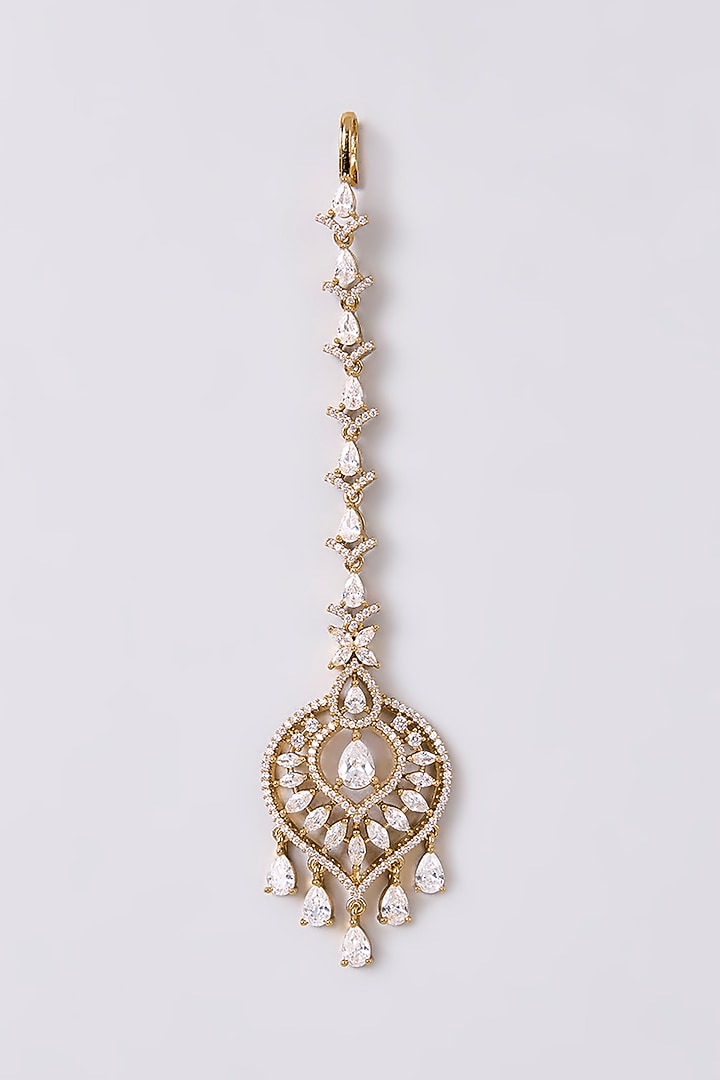 White Finish Zircon Maangtikka by Aura Trends at Pernia's Pop Up Shop