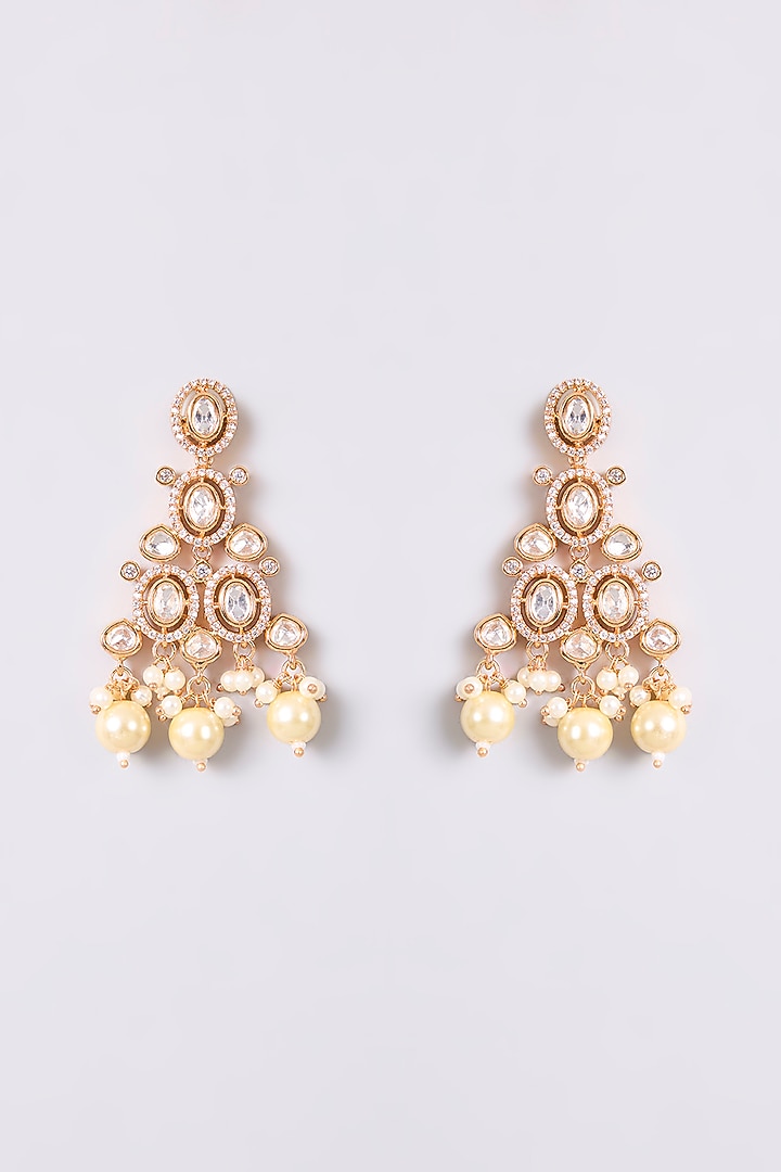Gold Finish Kundan Polki Necklace Set by Aura Trends at Pernia's Pop Up Shop