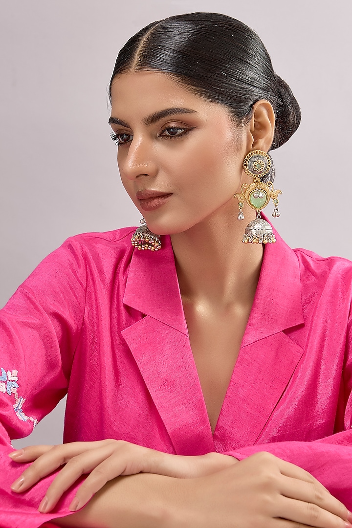 Two-Tone Finish Multi-Colored Stone Chandbali Earrings by Auraa Trends at Pernia's Pop Up Shop
