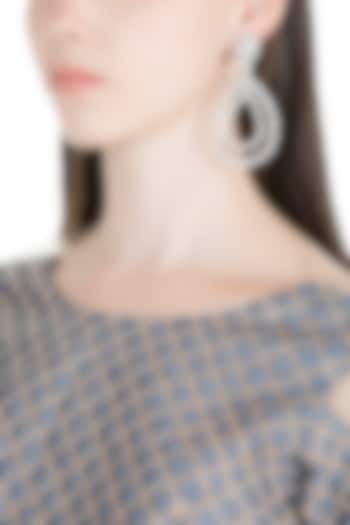 White Finish Diamante Earrings by Auraa Trends