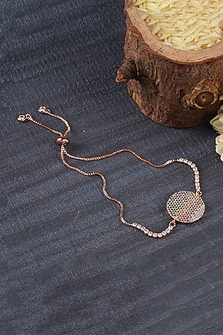 Rose Gold Finish Ajustable Rakhi by Aura Trends