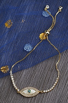 Gold Plated Bracelet With Adjustable Clasp by Auraa Trends-SEND RAKHIS TO USA