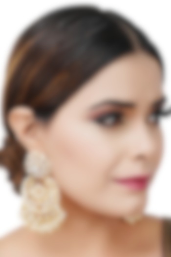 Gold Plated Kundan Polki Chandbali Earrings by Auraa Trends at Pernia's Pop Up Shop