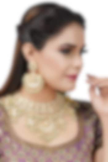 Gold Plated Kundan Polki Necklace Set by Auraa Trends at Pernia's Pop Up Shop