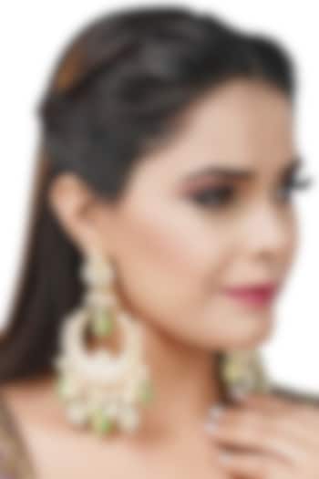 Gold Plated Kundan Polki Chandbali Earrings by Auraa Trends at Pernia's Pop Up Shop