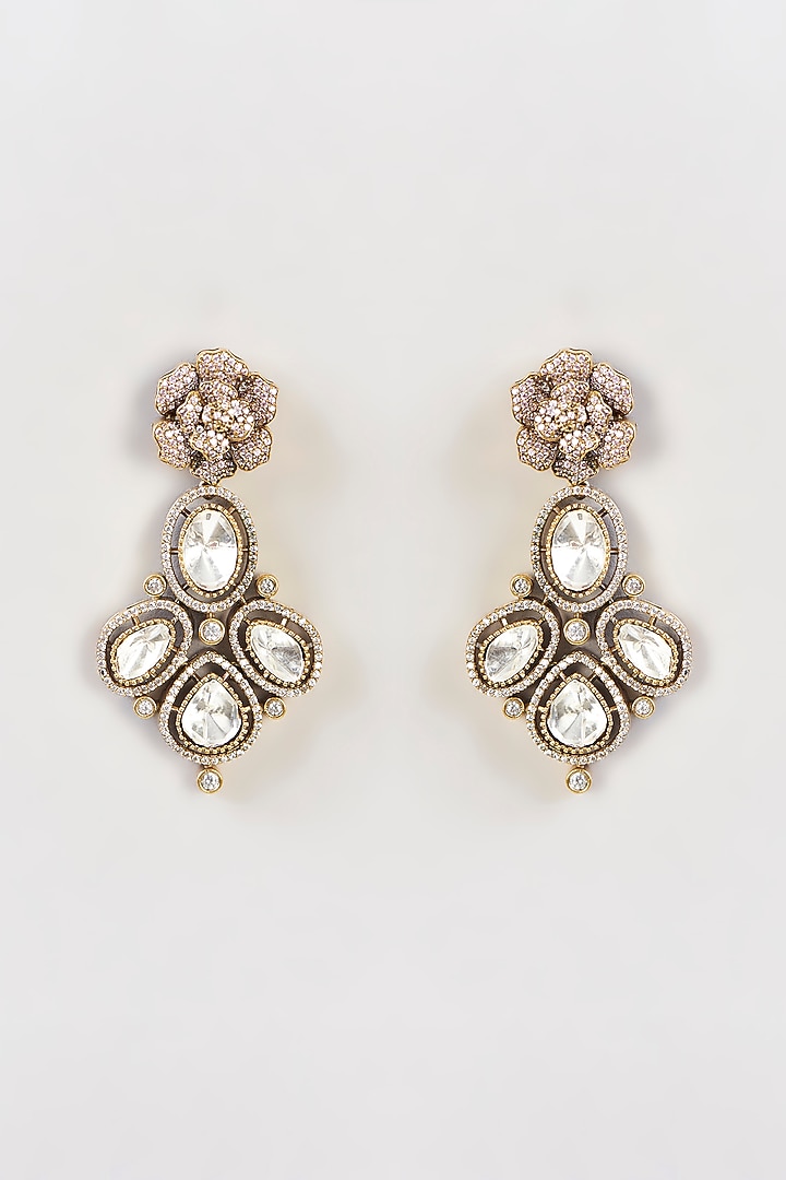 Gold Finish Kundan Polki Necklace Set by Aura Trends at Pernia's Pop Up Shop
