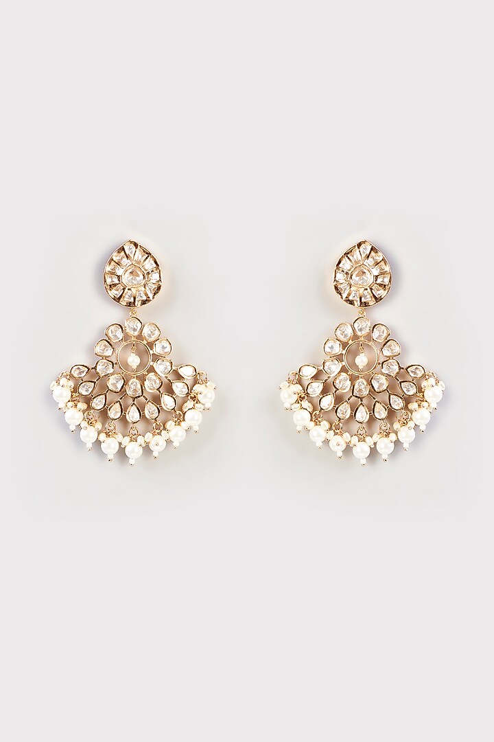Gold Finish Kundan Polki Necklace Set by Aura Trends at Pernia's Pop Up Shop