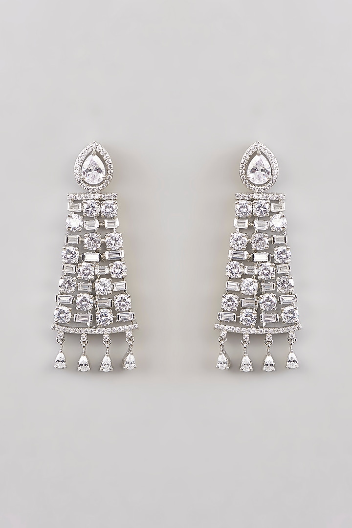 White Rhodium Finish American Diamond & Zircon Necklace Set by Aura Trends at Pernia's Pop Up Shop