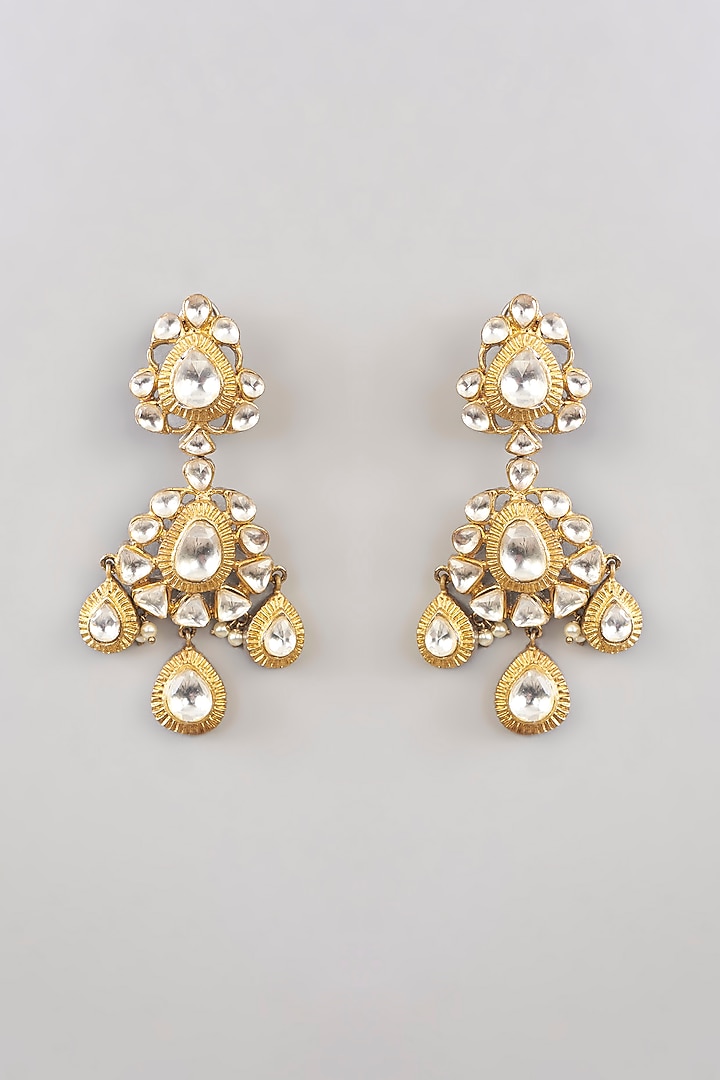Gold Plated Kundan Polki & Green Stone Necklace Set by Aura Trends at Pernia's Pop Up Shop