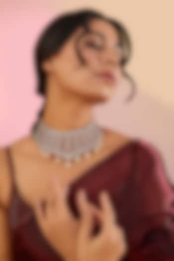 Rose Gold Finish Finish American Diamond Necklace Set by Auraa Trends at Pernia's Pop Up Shop