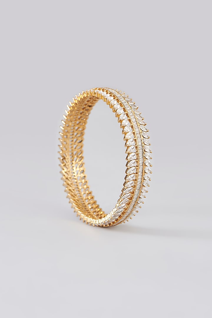 White Rhodium Finish American Diamond Bangles (Set of 2) by Aura Trends at Pernia's Pop Up Shop
