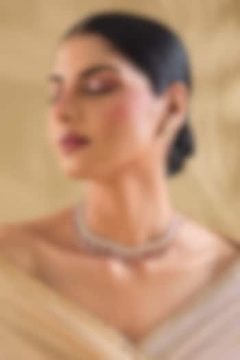 Rose Gold Finish Crystal & Ruby Red Stone Choker Necklace Set by Aura Trends at Pernia's Pop Up Shop