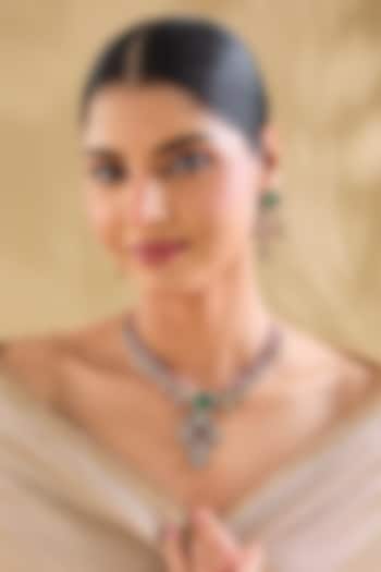 Gold Finish Pink Kundan Polki & American Diamond Necklace Set by Aura Trends at Pernia's Pop Up Shop