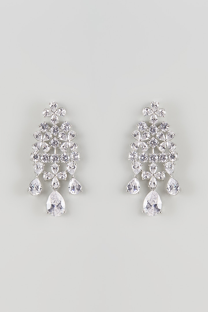 Silver Finish Cubic Zirconia Dangler Earrings by Aura Trends at Pernia's Pop Up Shop