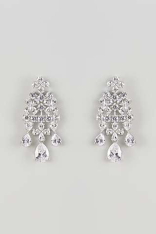 Silver Finish Cubic Zirconia Dangler Earrings by Aura Trends