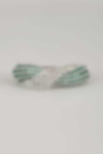 Silver Finish Cubic Zirconia & Emerald Stone Bracelet by Aura Trends at Pernia's Pop Up Shop