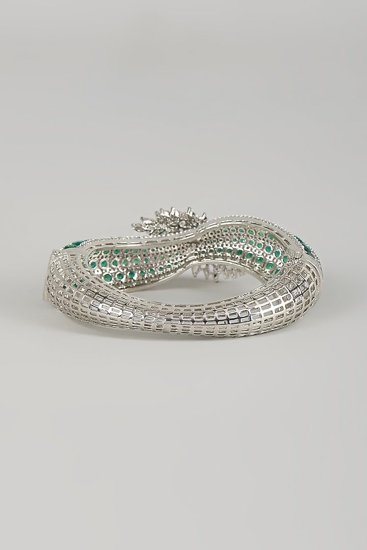 Silver Finish Cubic Zirconia & Emerald Stone Bracelet by Aura Trends at Pernia's Pop Up Shop